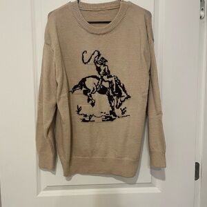 Beige Sweater with Cowboy Design